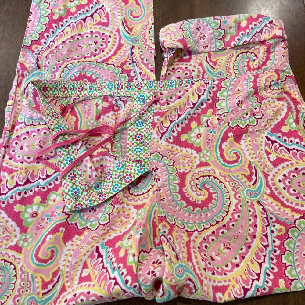 Vera Bradley Capri Melon PJ Pajama Pants Women's Size Large 100%‎ Cotton Paisley - Picture 4 of 10